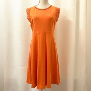 Talbots bright and fun orange dress with cute detailed cap sleeves, size SP